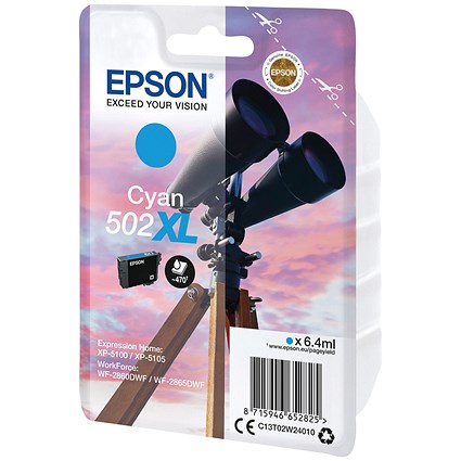 Epson 502XL Binoculars Ink Cartridge High Yield Cyan C13T02W24010