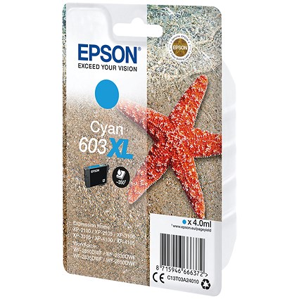 Epson 603XL Starfish Ink Cartridge High Yield Cyan C13T03A24010