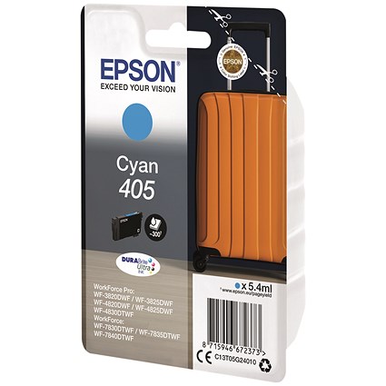 Epson 405 Suitcase DURABrite Ultra Ink Cartridge Cyan C13T05G24010
