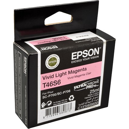 Epson T46S6 UltraChrome Pro Ink Cartridge Vivid Light Magenta C13T46S600