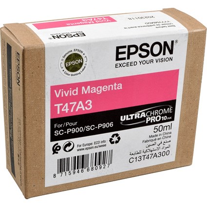 Epson T47A3 Vivid Magenta UltraChrome Pro 10 Ink 50ml C13T47A300