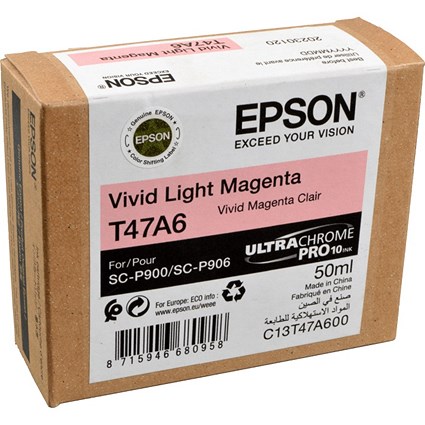 Epson T47A6 Ink Cartridge UltraChrome Pro 10 50ml Vivid Light Magenta C13T47A600