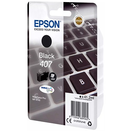 Epson 407 Keyboard DURABrite Ultra Ink Cartridge Black C13T07U140