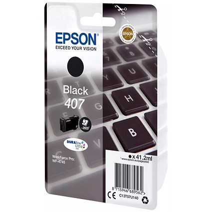 Epson 407 Ink Cartridge DURABrite Ultra WF-4745 Series Keyboard Black C13T07U140