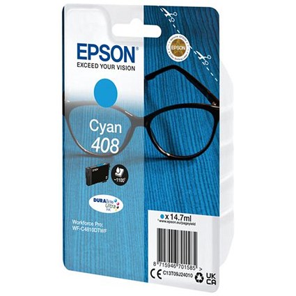 Epson 408 Ink Cartridge DURABrite Ultra Glasses Cyan C13T09J24010