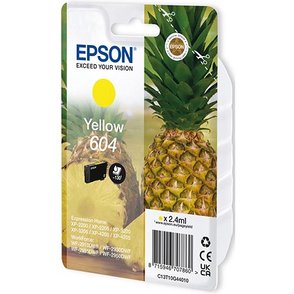 Epson 604 Pineapple Ink Cartridge Yellow C13T10G44010