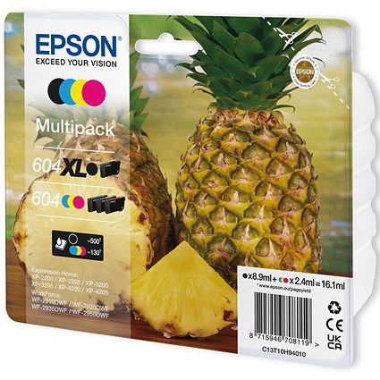 Epson 604XL/604 Pineapple Ink Cartridge High Yield CMYK Multipack C13T10H94010