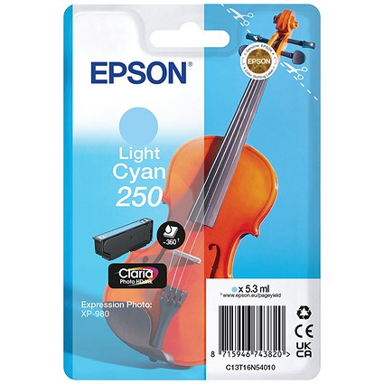 Epson 250 Violin Claria Photo HD Ink Cartridge Light Cyan C13T16N54010