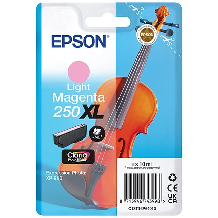 Epson 250XL Violin Claria Photo HD Ink Cart HY Lt Magenta C13T16P64010