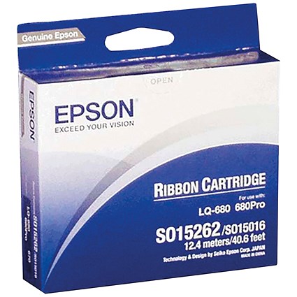 Epson S015262 Black Ribbon Cassette for LQ-670/680/Pro/860/1060/25XX