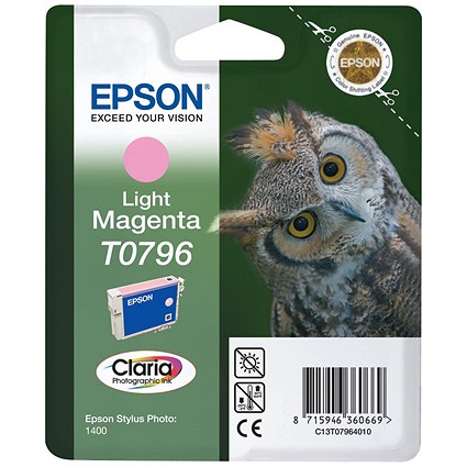 Epson T0796 Light Magenta Claria Inkjet Cartridge Epson T0796 Light Magenta Claria Inkjet Cartridge