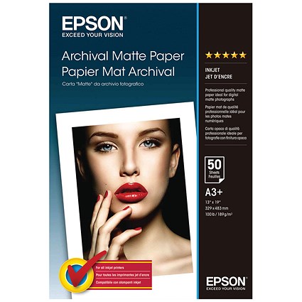 Epson A3 Archival Paper, Matte, 192gsm, Pack of 50