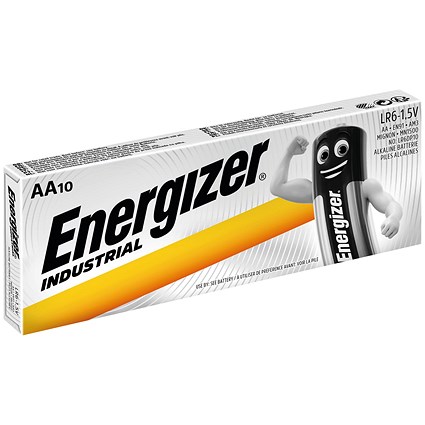 Energizer Industrial Long Life Battery, LR6, 1.5V, AA, Pack of 10