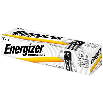 Energizer Industrial 9V Alkaline Batteries, Pack of 12