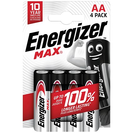 Energizer Max AA Alkaline Batteries, Pack of 4