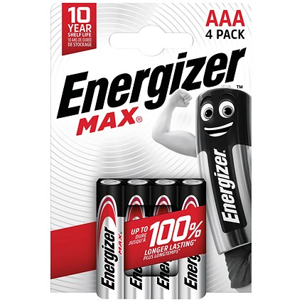 Energizer Max AAA Alkaline Batteries, Pack of 4