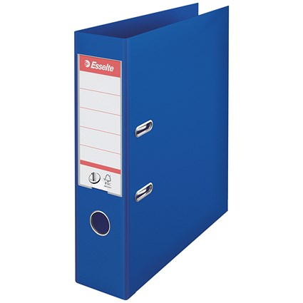 Esselte No. 1 A4 Lever Arch Files, 75mm Spine, Plastic, Blue, Pack of 10