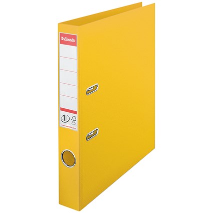 Esselte No. 1 A4 Lever Arch Files, 50mm Spine, Plastic, Yellow, Pack of 10