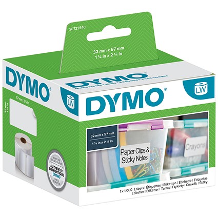 Dymo 11354 LabelWriter Thermal Labels, Black on White, 32x57mm, 1000 Labels Per Roll Dymo 11354 LabelWriter Thermal Labels, Black on White, 32x57mm, 1000 Labels Per Roll