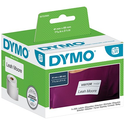 Dymo 11356 LabelWriter Thermal Name Badge Labels, Black on White, 41x89mm, 300 Labels Per Roll Dymo 11356 LabelWriter Thermal Name Badge Labels, Black on White, 41x89mm, 300 Labels Per Roll
