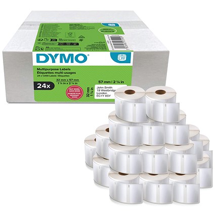 Dymo Multipurpose Labels 32x57mm 1000 Labels (Pack of 24) 2223590