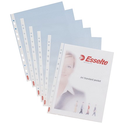 Esselte A4 Plastic Pockets, 55 Micron, Top Opening, Pack of 100