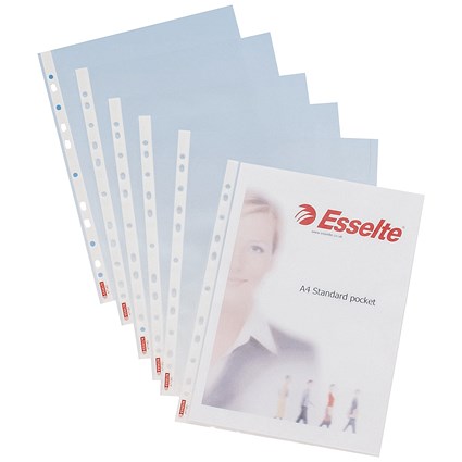 Esselte A4 Plastic Pockets, 55 micron, Pack of 100