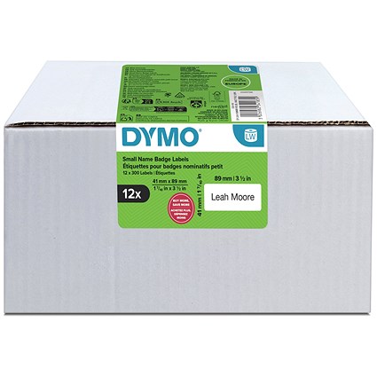 Dymo Small Name Badge Labels 41x89mm 300 Labels (Pack of 12) 2234183