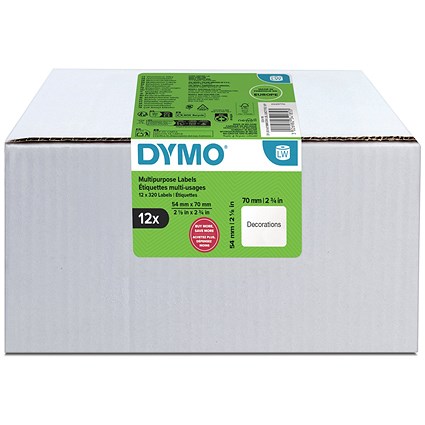 Dymo Large Multipurpose Labels 54x70mm 320 Labels (Pack of 12) 2234185