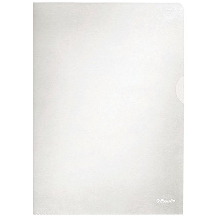 Esselte Embossed A4 Folders, Clear, Pack of 100