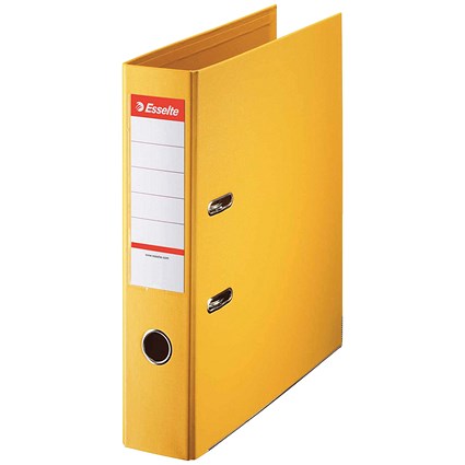 Esselte No. 1 Vivida A4 Lever Arch Files, 75mm Spine, Plastic, Yellow, Pack of 10