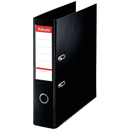 Esselte No. 1 Vivida A4 Lever Arch Files, 75mm Spine, Plastic, Black, Pack of 10