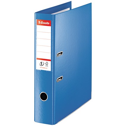 Esselte No. 1 Vivida Foolscap Lever Arch Files, 75mm Spine, Plastic, Blue, Pack of 10