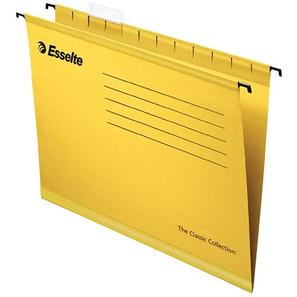 Esselte Classic Foolscap Yellow Suspension File (Pack of 25)
