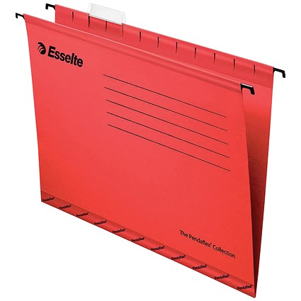 Esselte Classic Suspension Files, Foolscap, Red, Pack of 25
