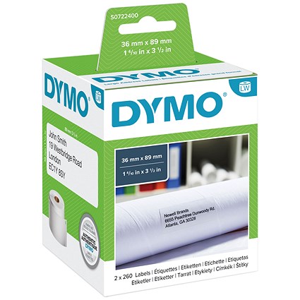 Dymo 99012 LabelWriter Large Address Labels 36mm x 89mm White (Pack of 520) S0722400