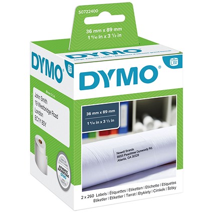 Dymo 99012 LabelWriter Large Thermal Address Labels, Black on White, 36mmx89mm, Pack of 520