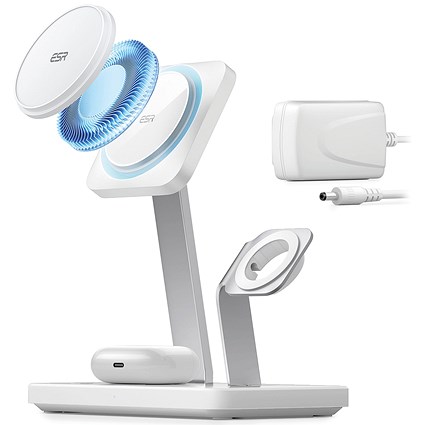 ESR HaloLock 3-in-1 Wireless Charger, MagSafe Compatible, White