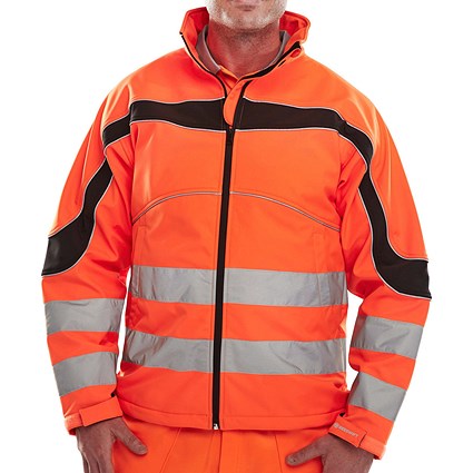 Beeswift Eton Hi-Viz Soft Shell Jacket, Orange & Black, Small