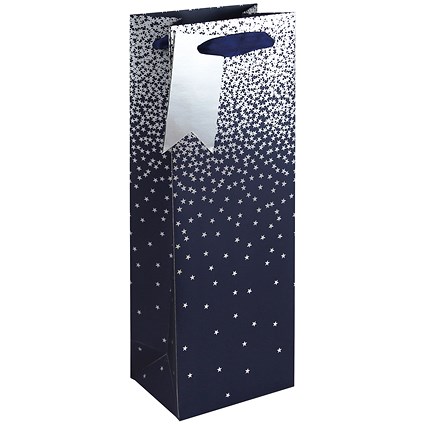 Eurowrap Bottle Gift Bag, Navy Ombre, Pack of 6