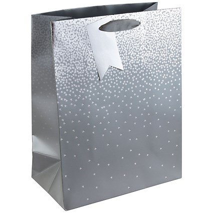 Eurowrap Gift Bag, Large, Silver Ombre, Pack of 6