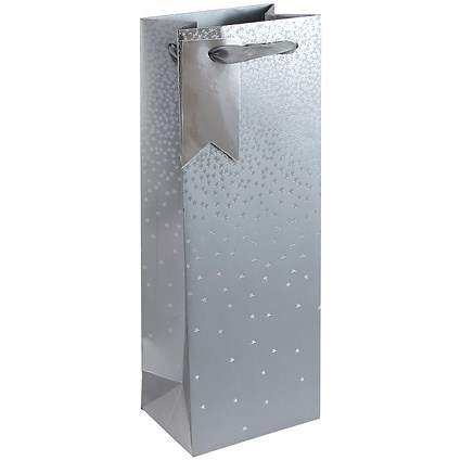 Eurowrap Bottle Gift Bag, Silver Ombre, Pack of 6