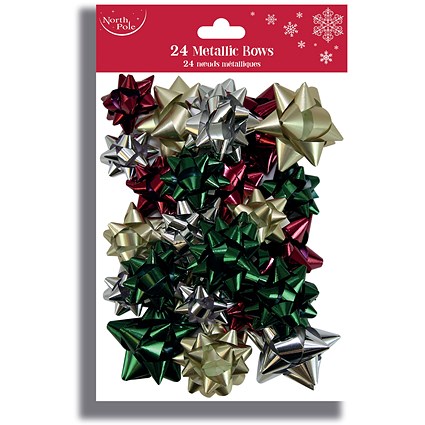 Eurowrap 40 Traditional Metallic Bows, Assorted, Pack of 12