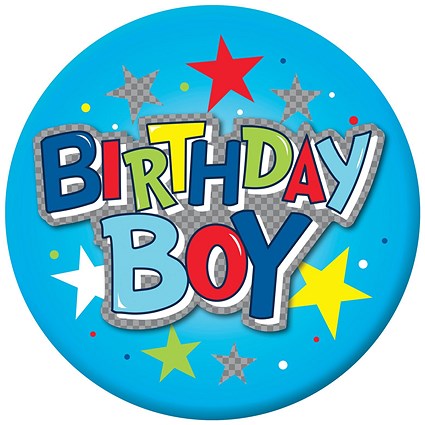 Birthday Boy Giant Badge (Pack of 6)
