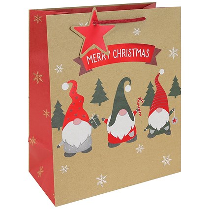 Eurowrap Gonk Kraft Festive Gift Bags Large Pack of 12