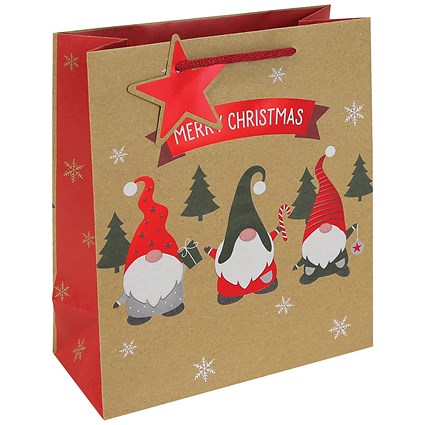 Eurowrap Gonk Kraft Festive Gift Bags Medium Pack of 12