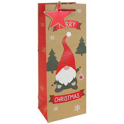 Eurowrap Gonk Kraft Festive Bottle Bag Pack of 12