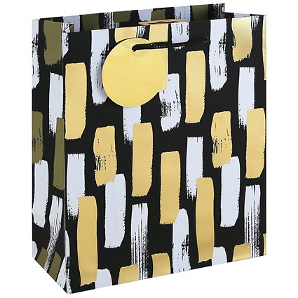 Mono Paint Strokes Gift Bag Medium Black Pack of 12