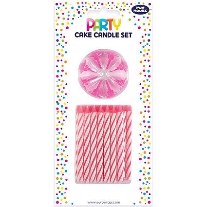 Eurowrap Cake Candle Set Pink Pack of 6