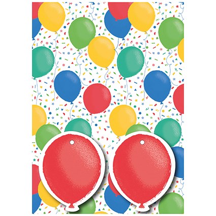 Balloons Gift Wrap and Tags Pack 12